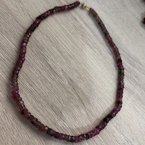 14K Yellow Gold Natural Multi-Color Tourmaline 15" Necklace